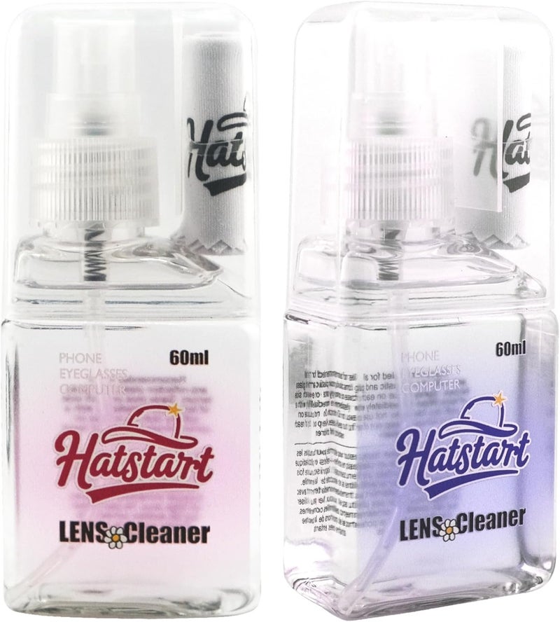 Hatstart 2-Pack Eye Glasses Cleaner Spray, Travel-Sized Screen Cleaning Kit with Touchscreen Mist for iPhone, Sunglasses, Computer, Laptop Screens, Phone Electronics with Eyeglass Cloth and Case Lid - - Image 1